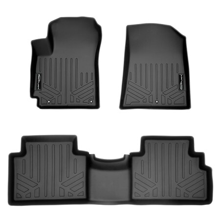 Smartliner SA0461-B0461 Custom Fit 2 Row Floor Mats Liner Set for 2020-2022 Kia Soul, Black SA0461/B0461